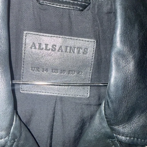 All Saints Balfern Black Leather Biker Jacket - Picture 4 of 8